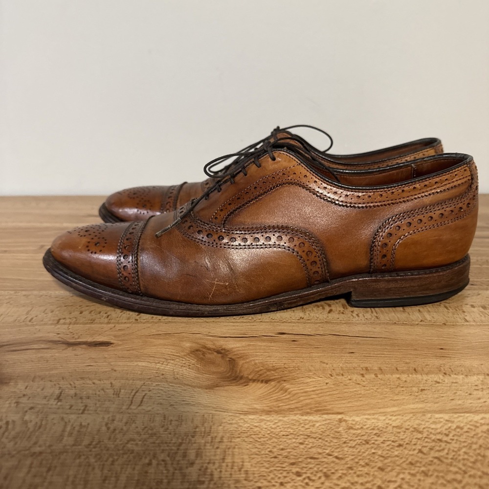 Allen Edmonds Mens 10 D Strand Walnut Brown Cap Toe Oxford Leather Dress Shoes - Picture 6 of 13